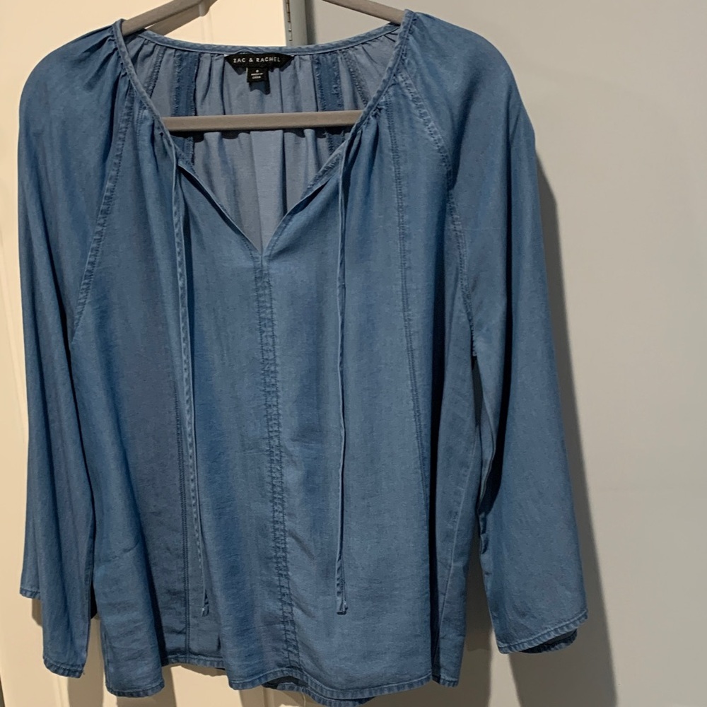 EILEEN FISHER Soft Blue Tie-Neck Tunic